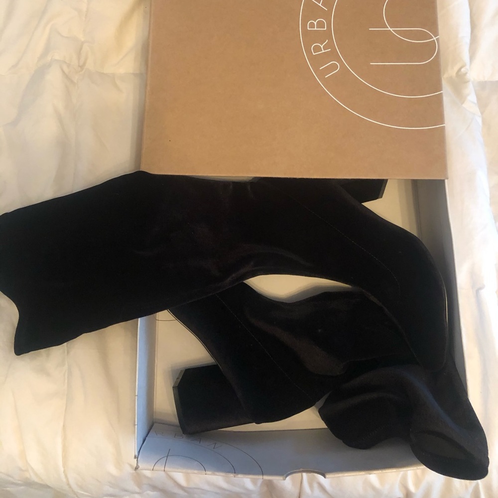 Knee high velvet boots